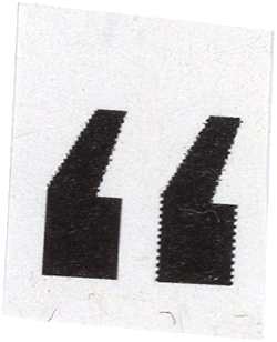 A paper cutout of a quote mark