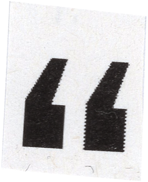 A paper cutout of a quote mark