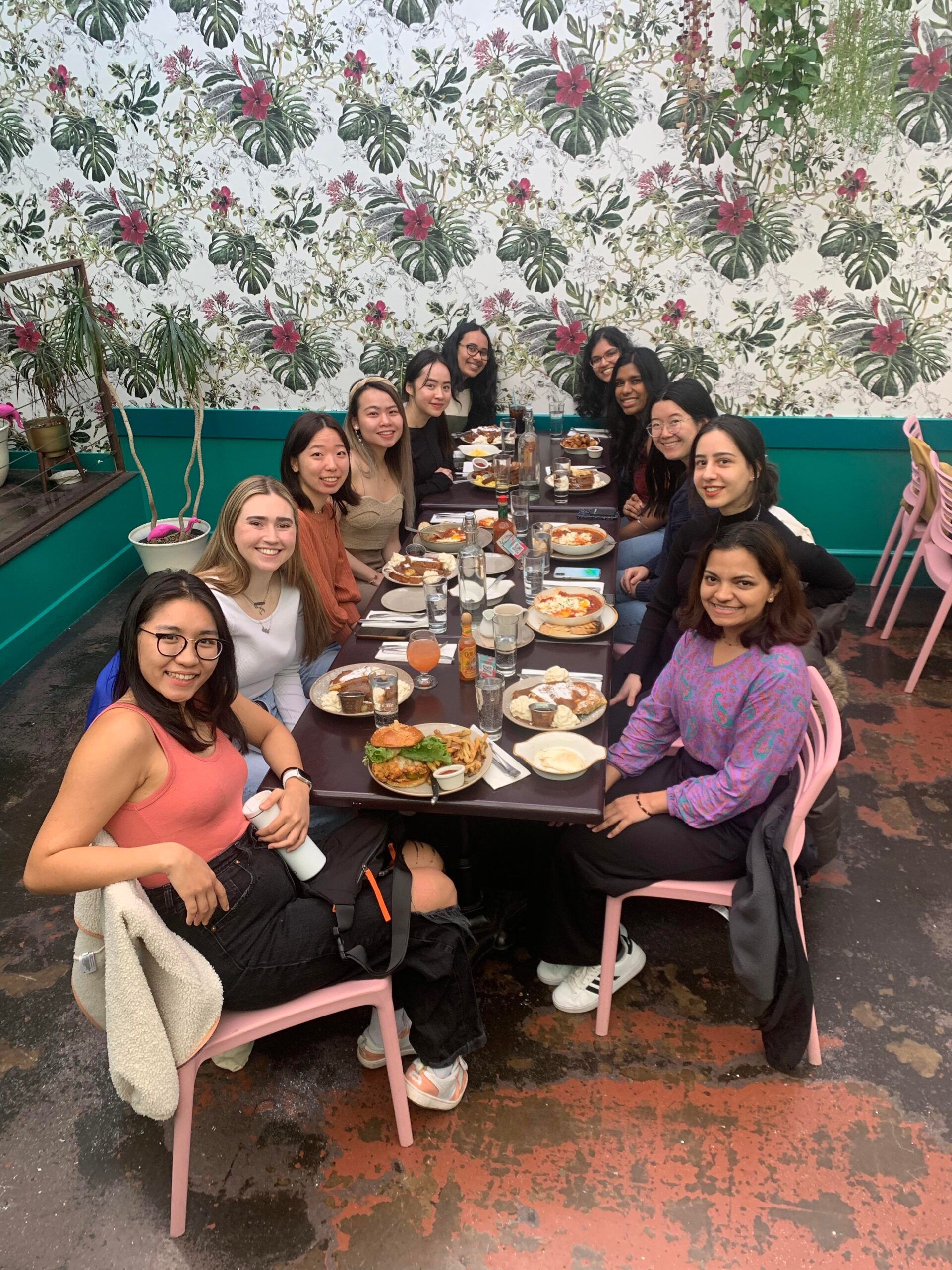 Early career women at dining table together