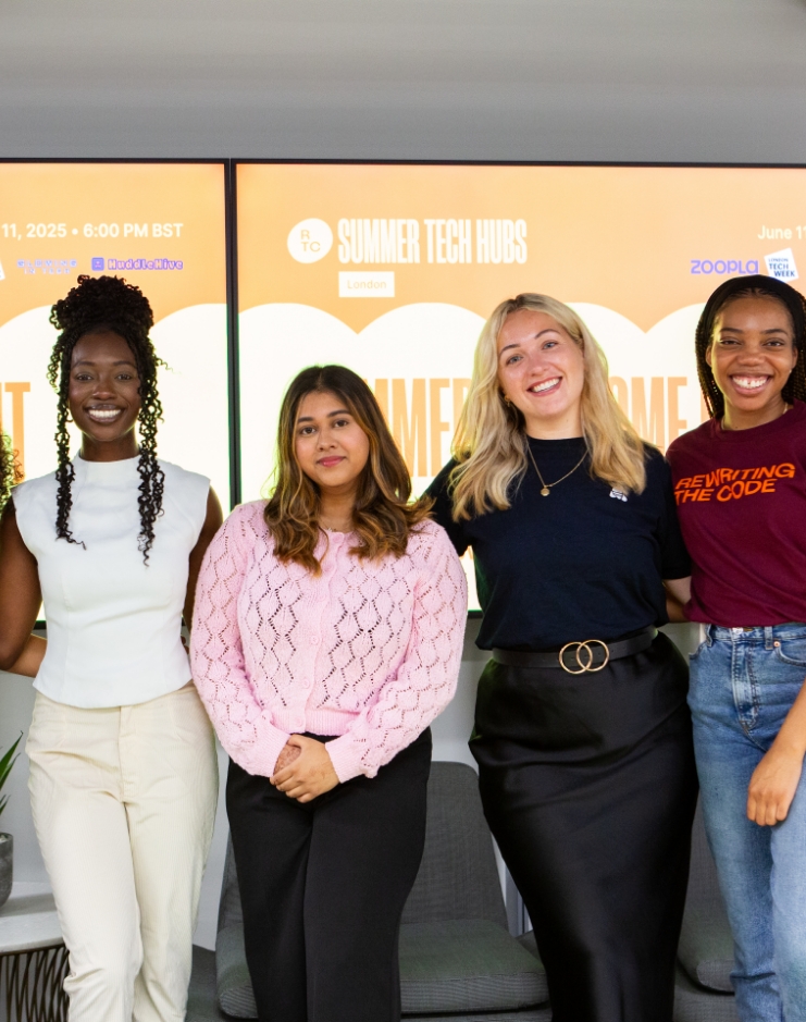 RTC team members and student members at a summer tech hubs event in London