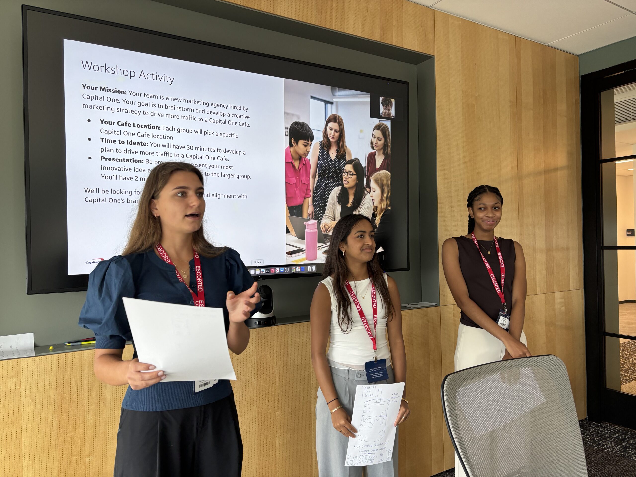 Three women presenting