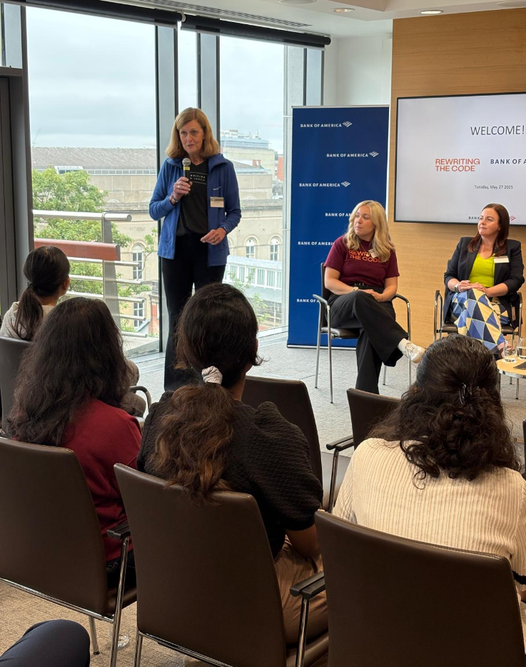 our founder Sue speaking in front of members